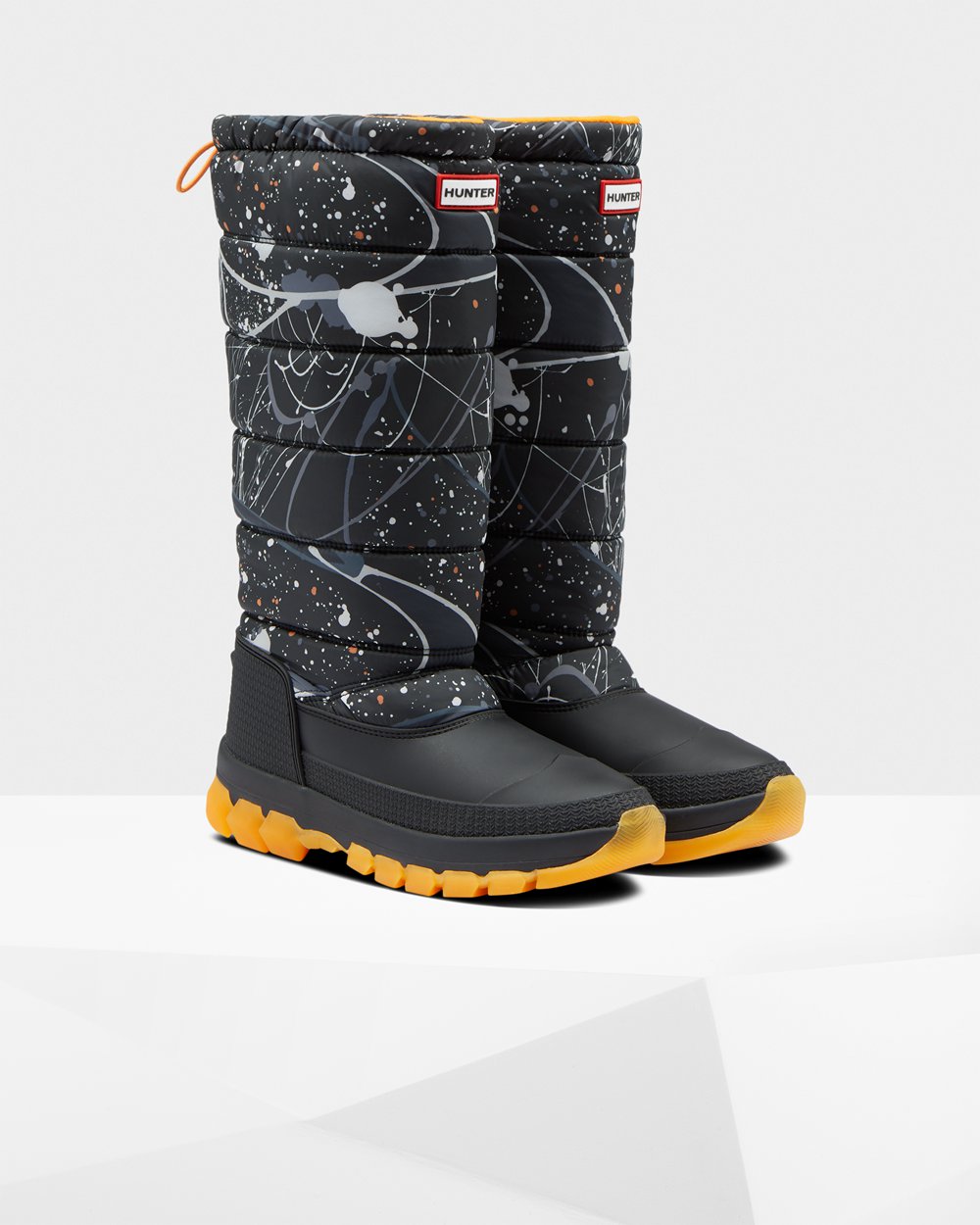 Women Hunter Original Printed Insulated Tall | Snow Boots Grey Black | NZ-10846-TPLD